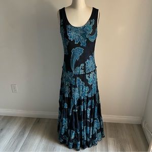 Chico’s Size 1 Dress Paisley Tiered Sleeveless (Sz 8/M)